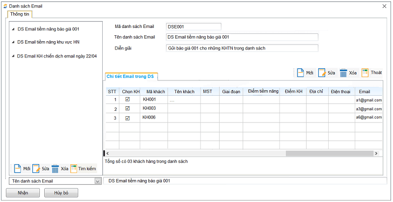 Giao diện gửi email mẫu