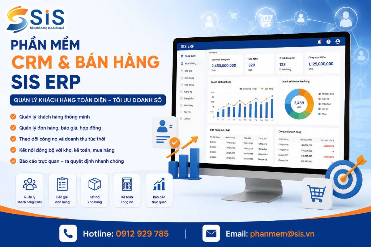 Phần mềm CRM và Quản lý Bán hàng SIS ERP – Đồng bộ quy trình, gia tăng doanh thu