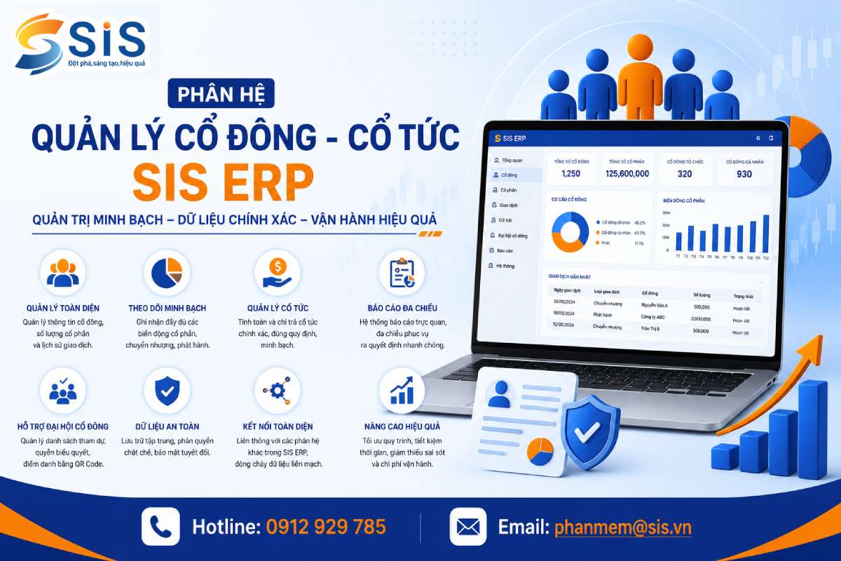SIS ERP SME - Quản lý Cổ đông: Quản trị thông tin cổ đông minh bạch, chính xác trên một nền tảng