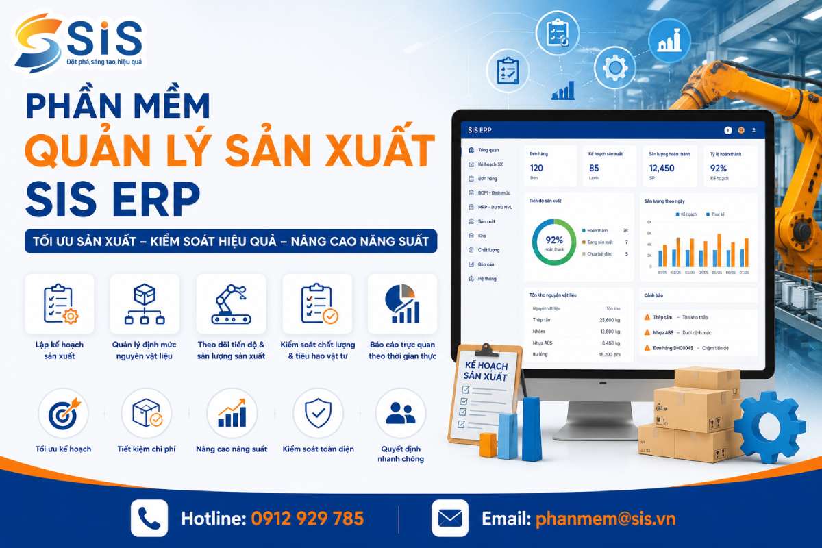 Phần mềm Quản lý Sản xuất SIS ERP – Đồng bộ toàn bộ quy trình sản xuất trên một nền tảng