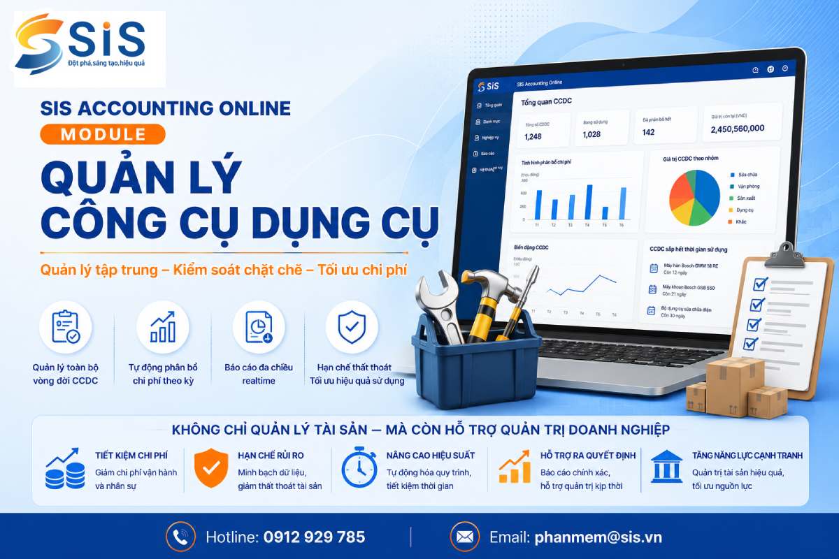 Quản lý công cụ dụng cụ hiệu quả với SIS Accounting Online – Kiểm soát tài sản nội bộ trên một nền tảng thống nhất